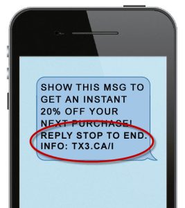Smartphone with a CASL-compliant text message