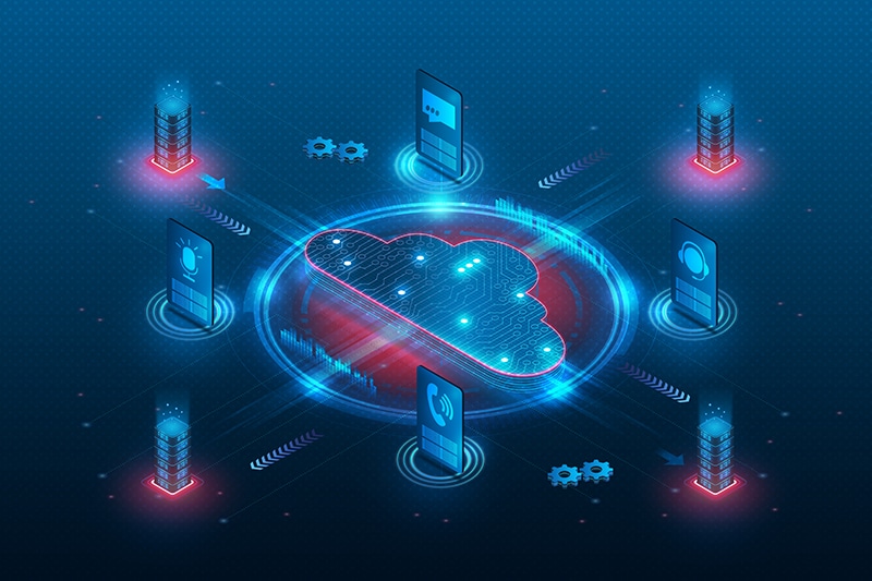 Illustration of SMS/cloud concept